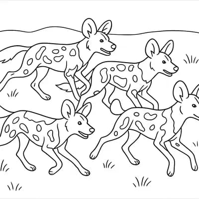 African Wild Dog Kleurplaat