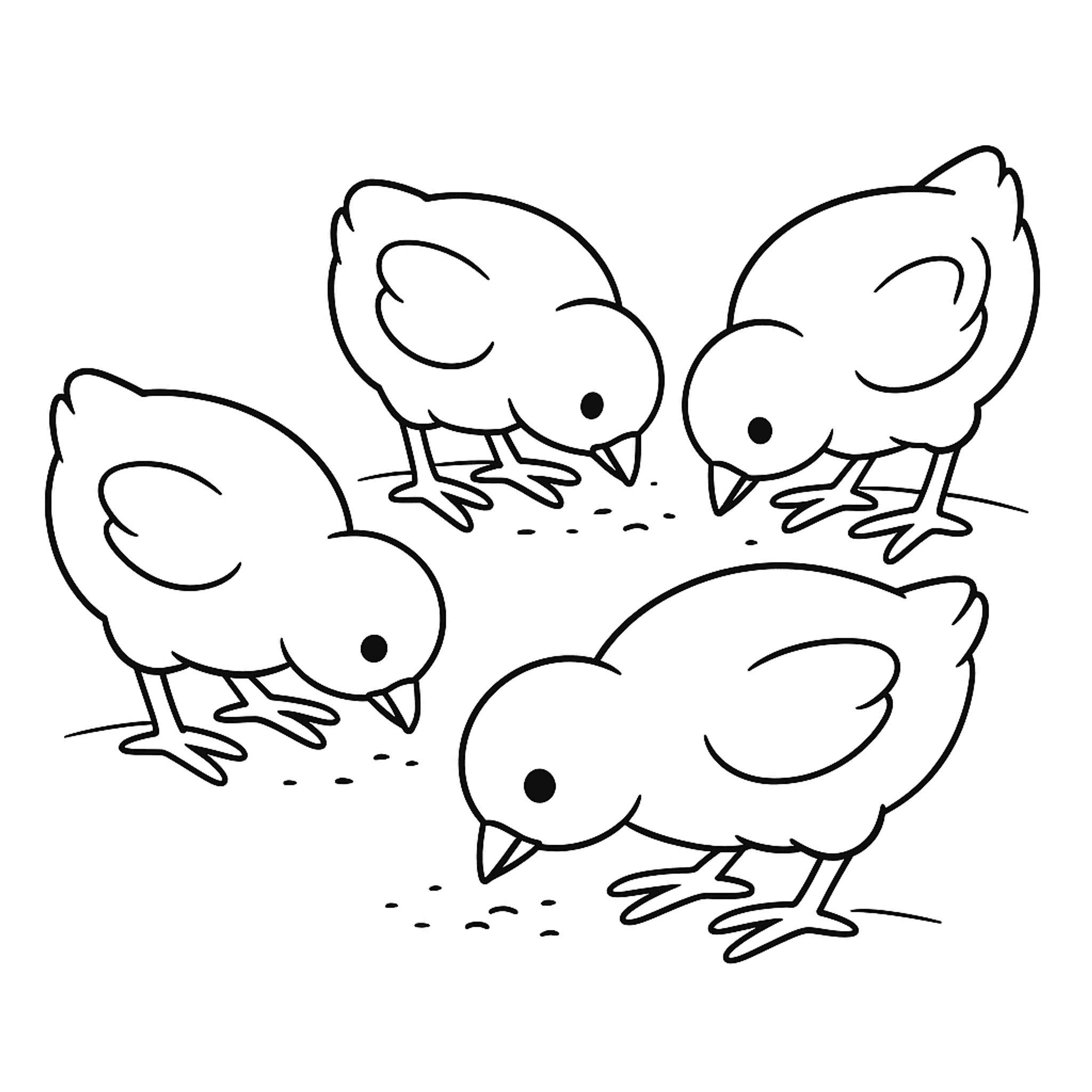 Pikkende Kuikens Kleurplaat