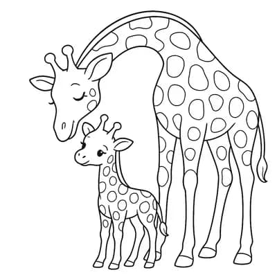 Baby Giraffe Kleurplaat