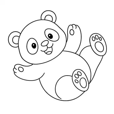 Rollende Baby Panda Kleurplaat