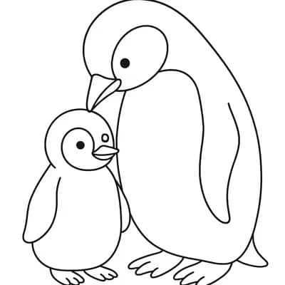 Pinguïnfamilie Kleurplaat