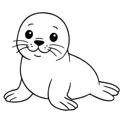Zeehondje Kleurplaat