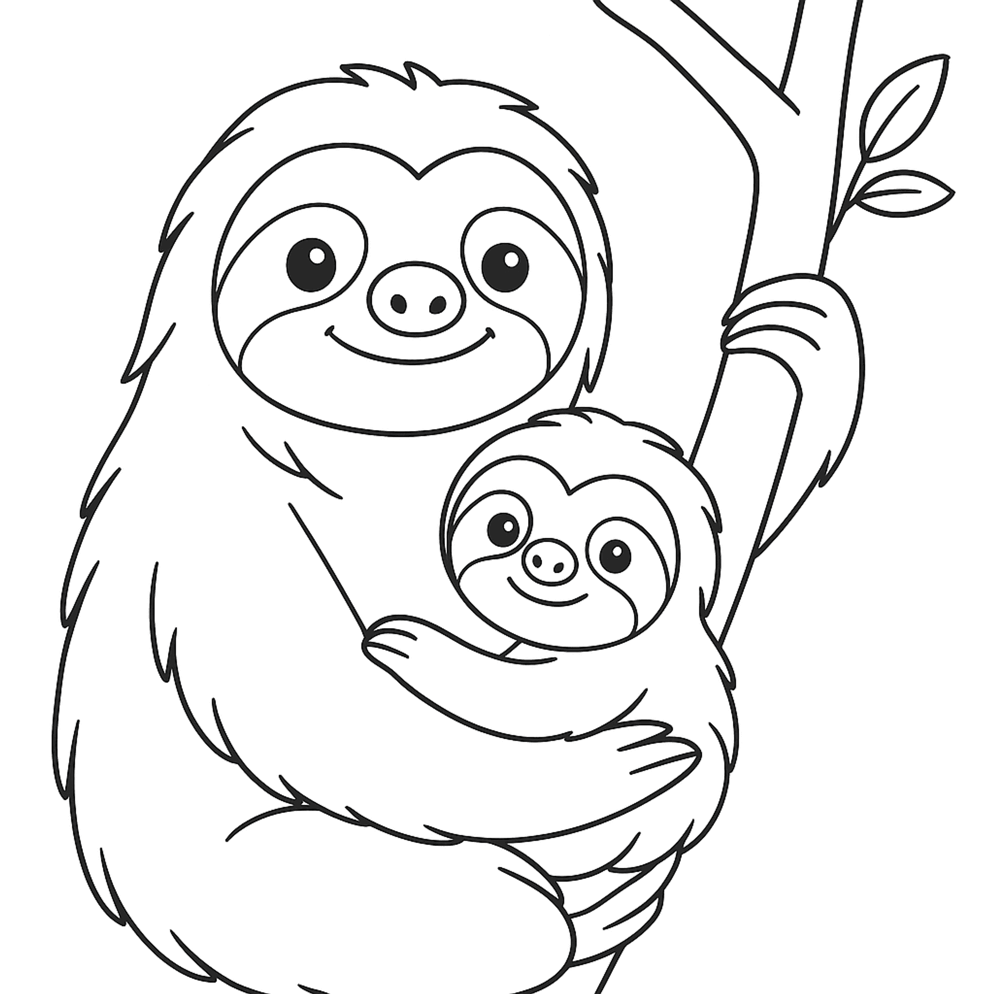 Baby Sloth Clinging Kleurplaat