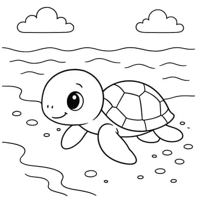 Baby Schildpad Kleurplaat