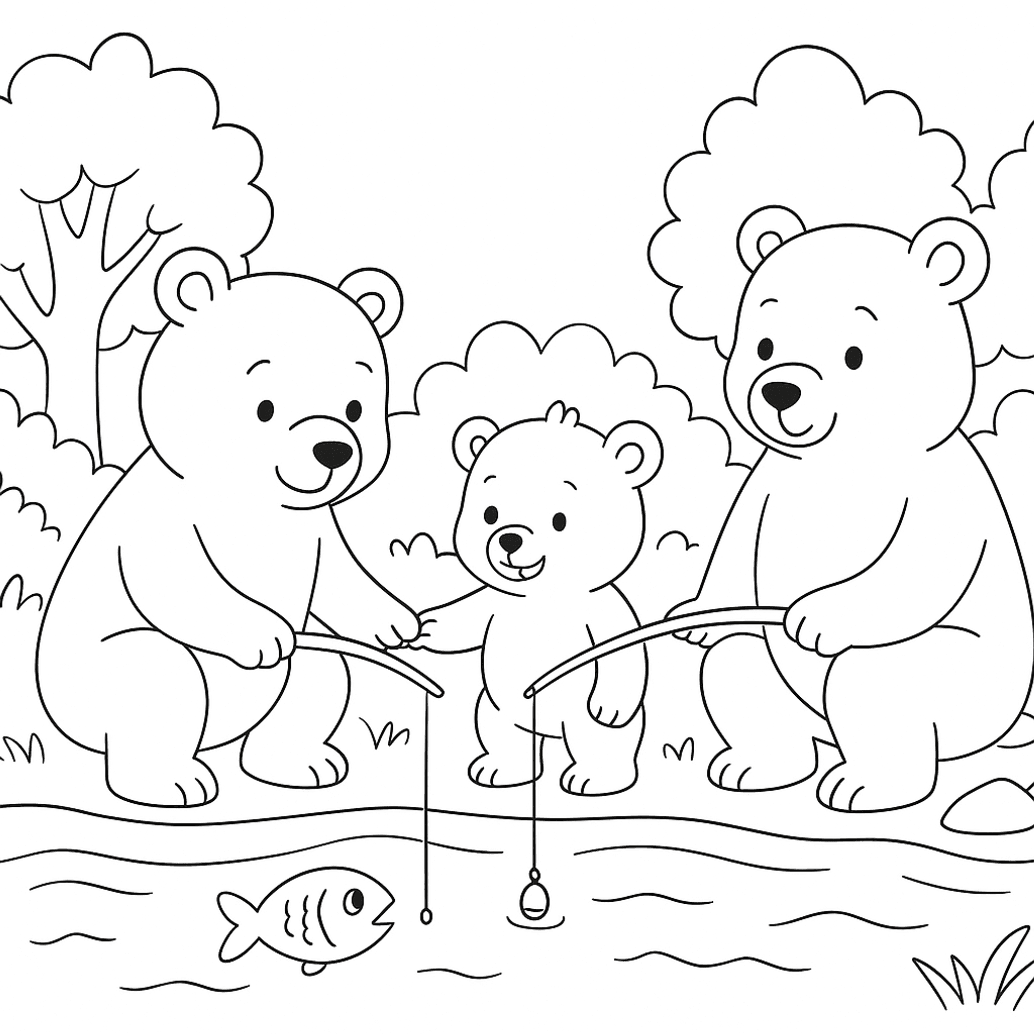 Berenfamilie Vist Kleurplaat