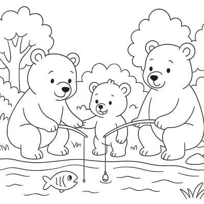 Berenfamilie Vist Kleurplaat