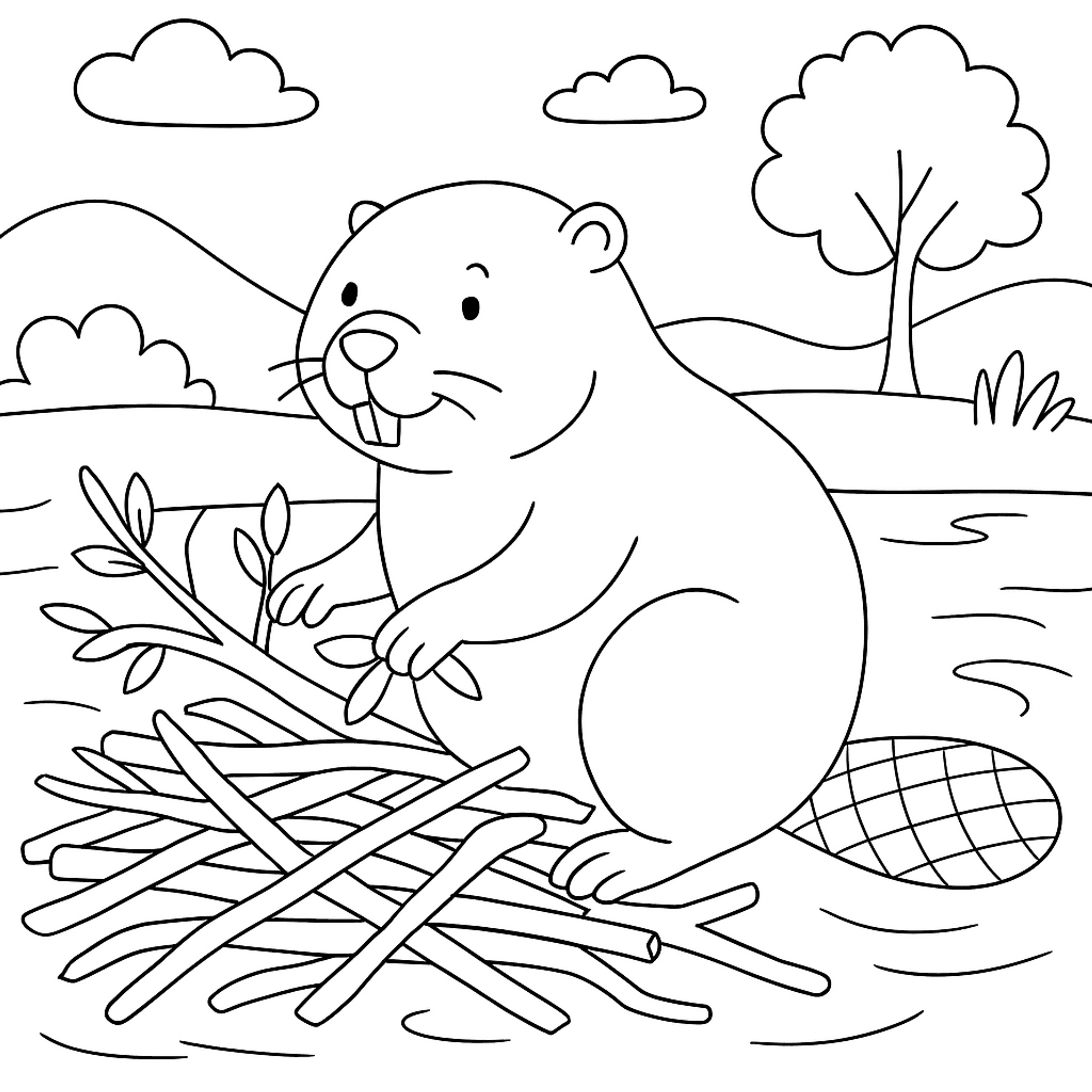 Bever Kleurplaat