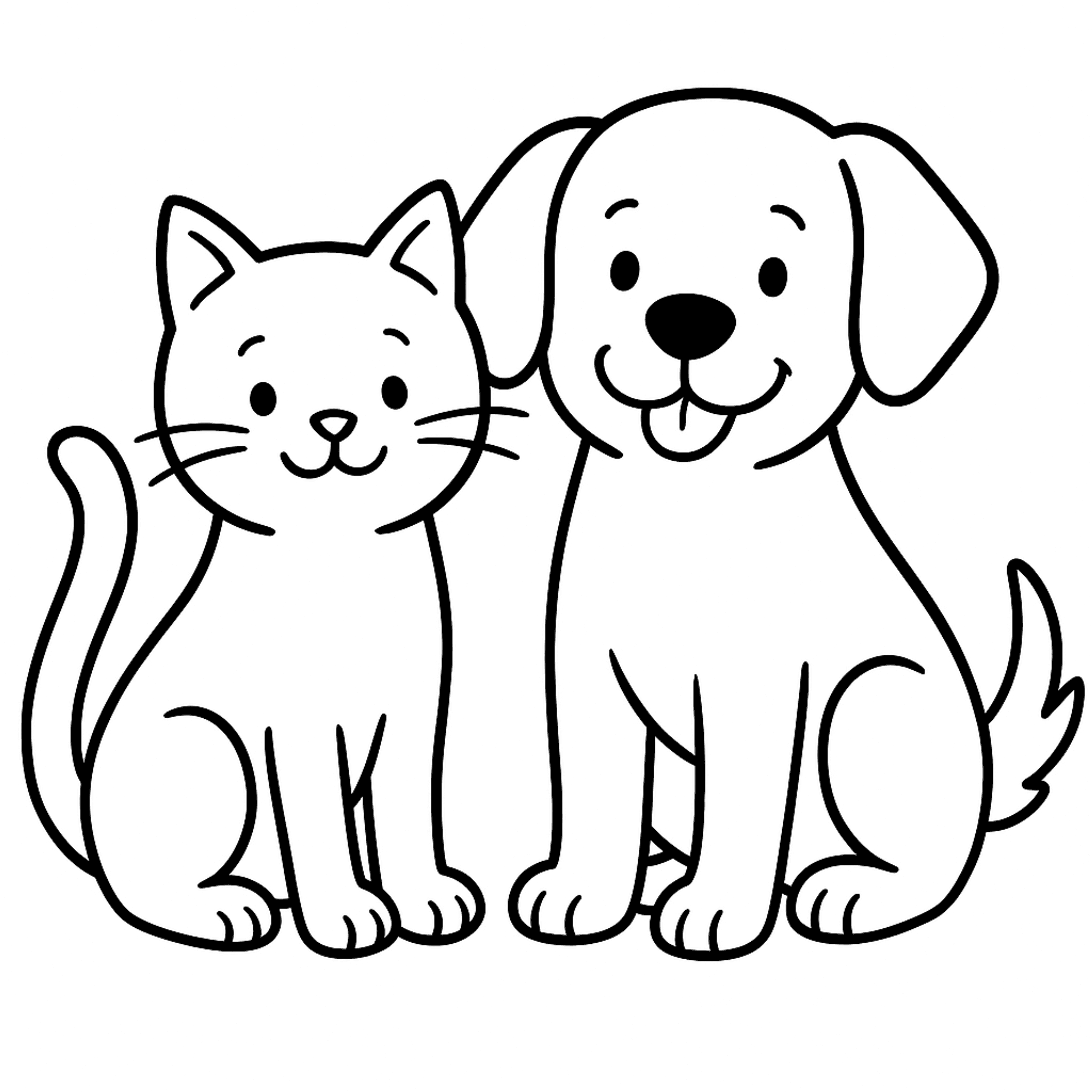 Kat en Hond Vrienden Kleurplaat