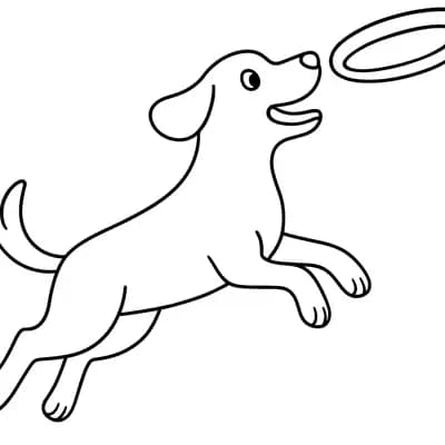 Hond Vangt Frisbee Kleurplaat