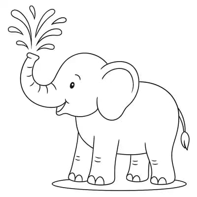 Olifant Spuit Water Kleurplaat