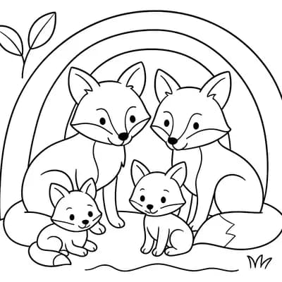 Vossenfamilie Kleurplaat
