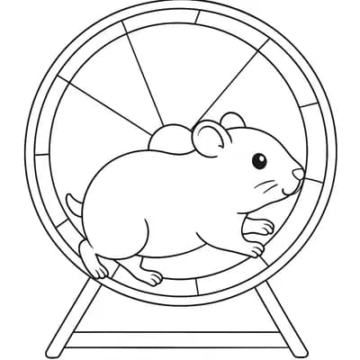 Hamster in Wiel Kleurplaat