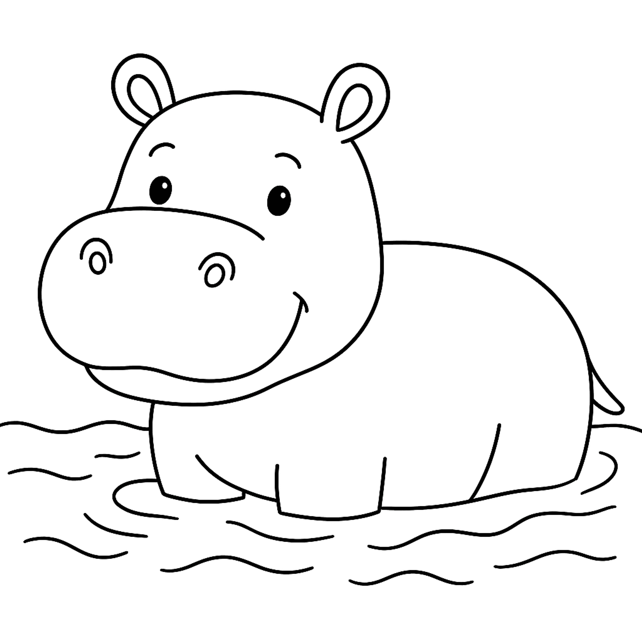 Nijlpaard Kleurplaat