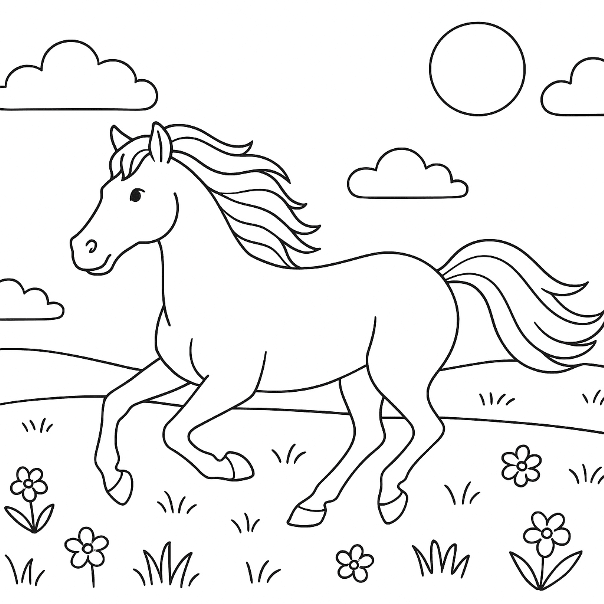 Rennend Paard Kleurplaat