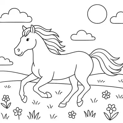 Rennend Paard Kleurplaat