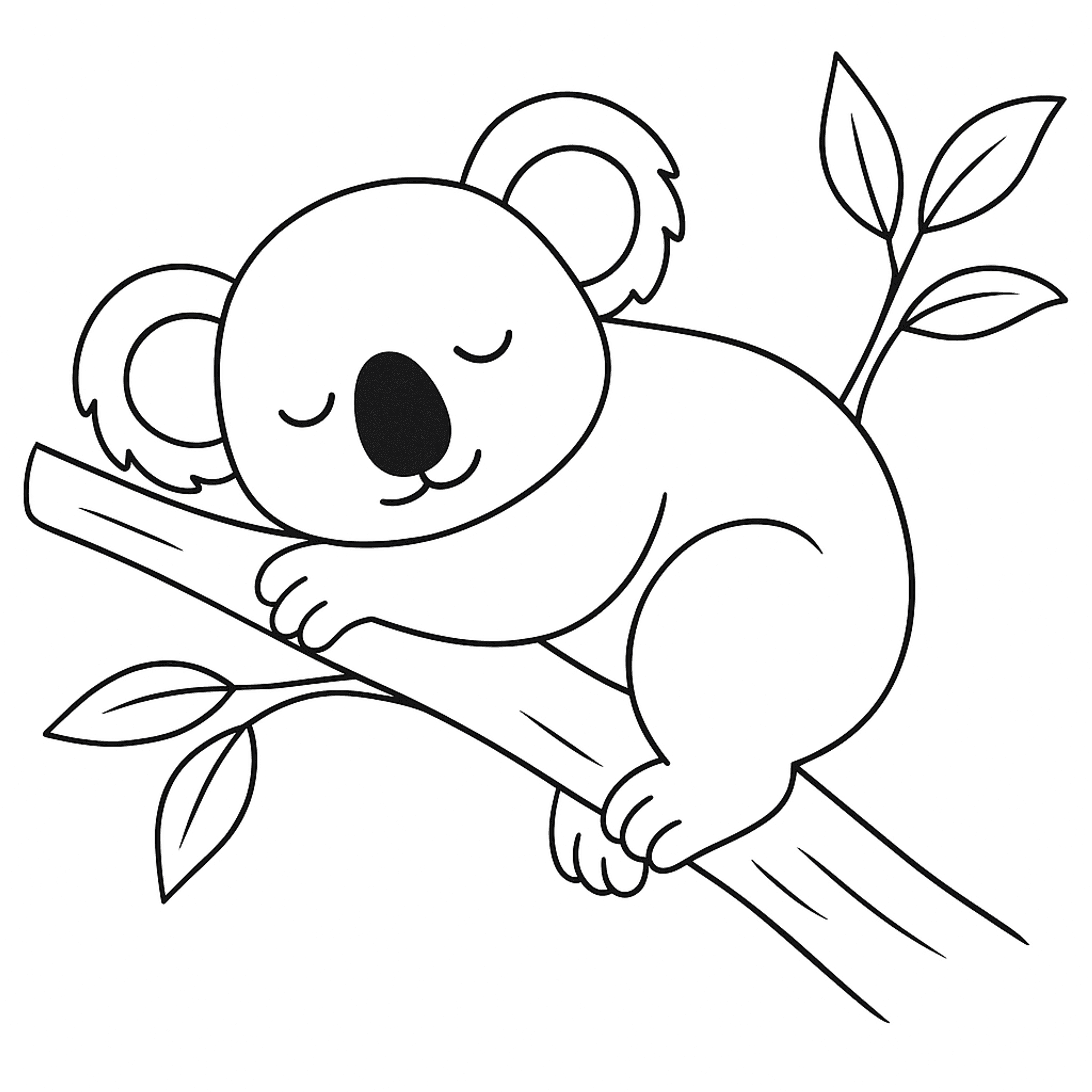 Slapende Koala Kleurplaat