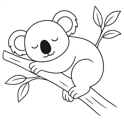 Slapende Koala Kleurplaat