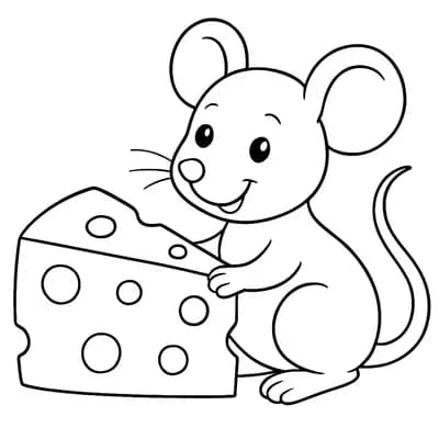 Muis met Kaas Kleurplaat