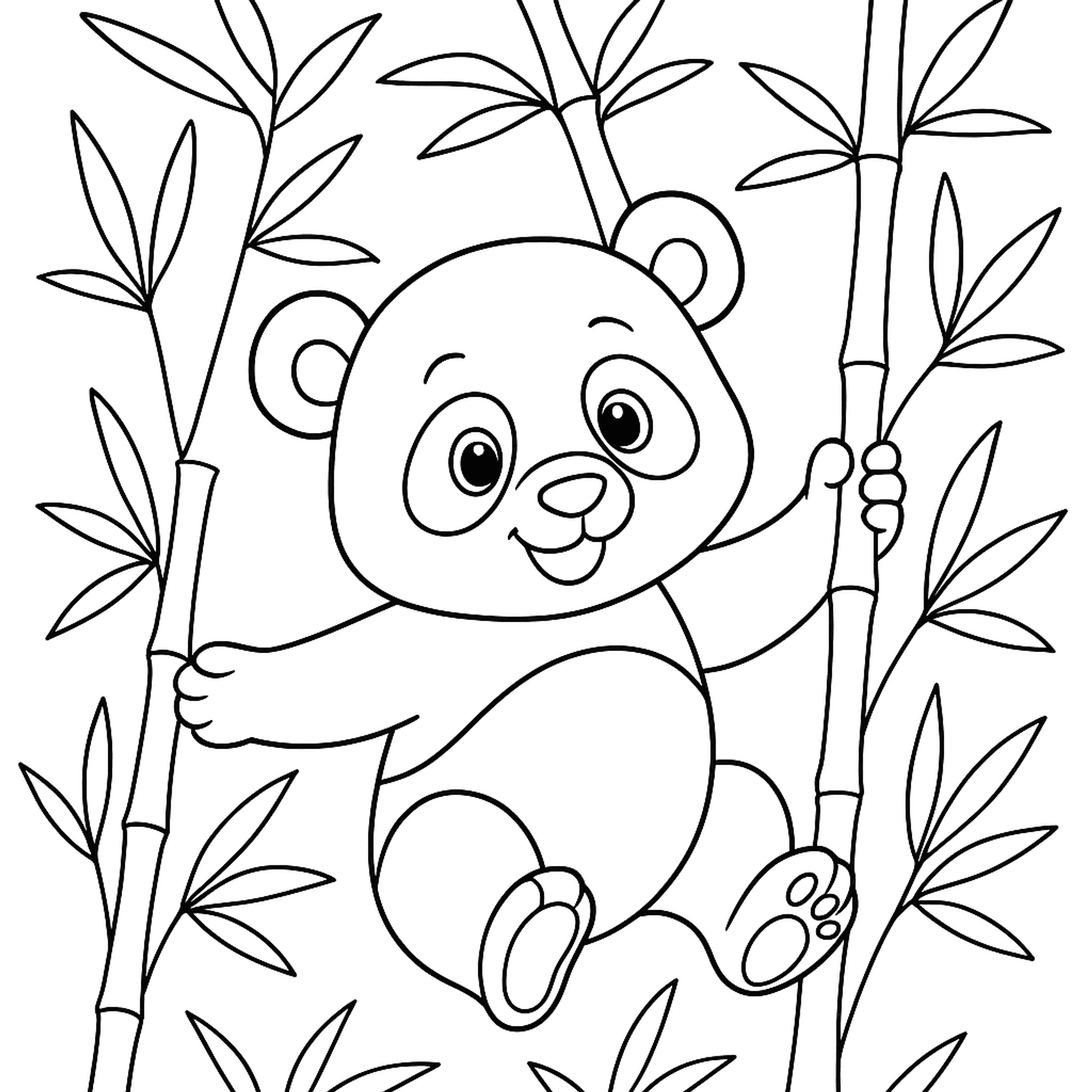 Spelende Panda Kleurplaat