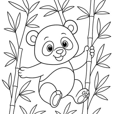 Spelende Panda Kleurplaat