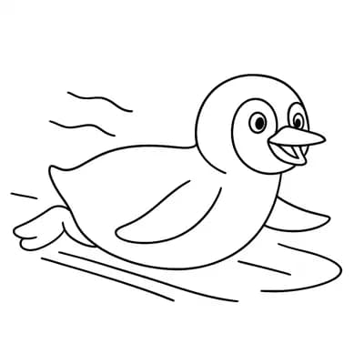 Glijdende Pinguïn Kleurplaat
