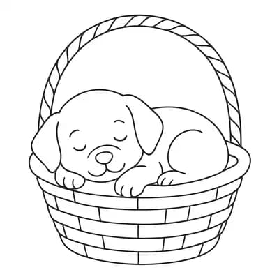 Slapend Puppy Kleurplaat