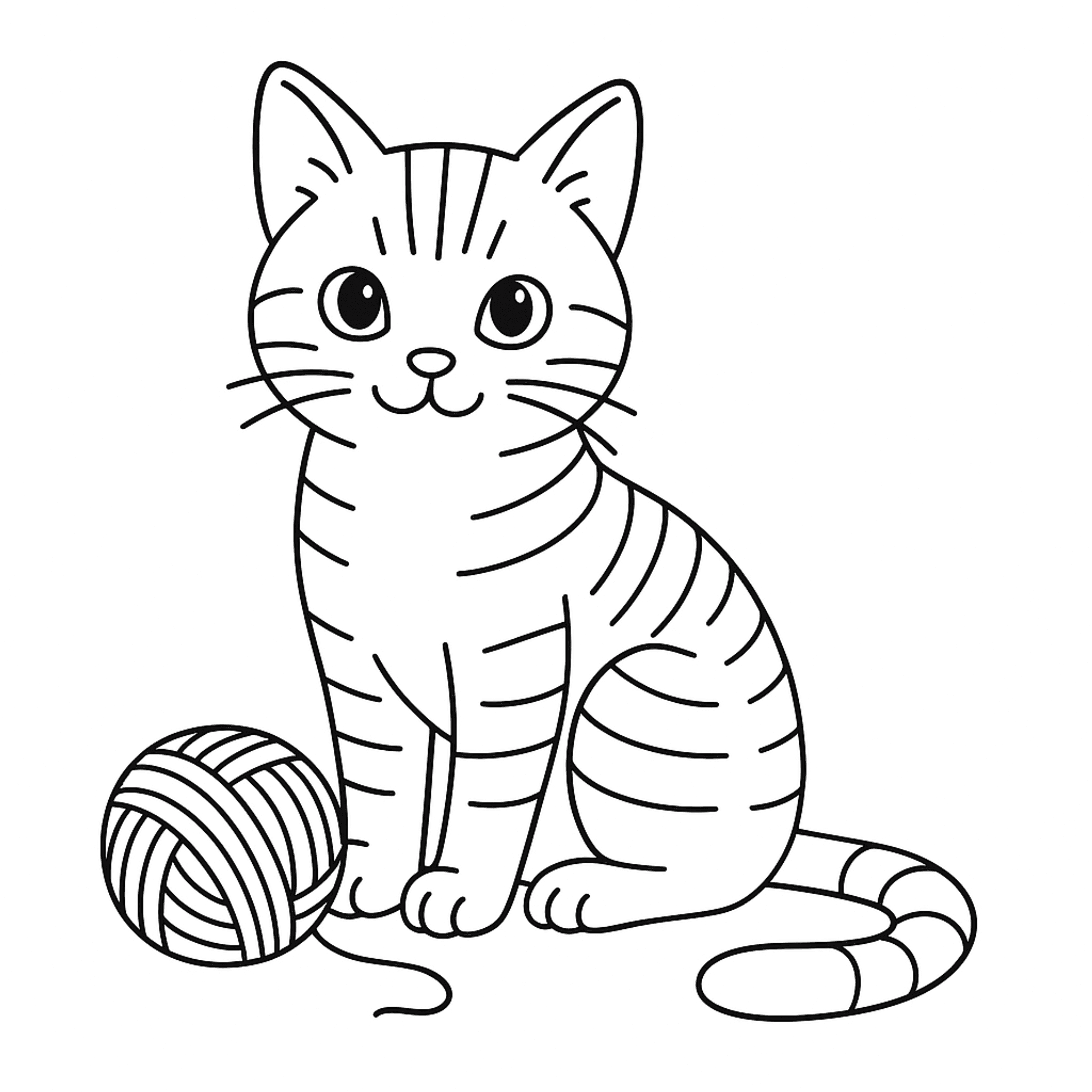Kat met Bolletje Wol Kleurplaat