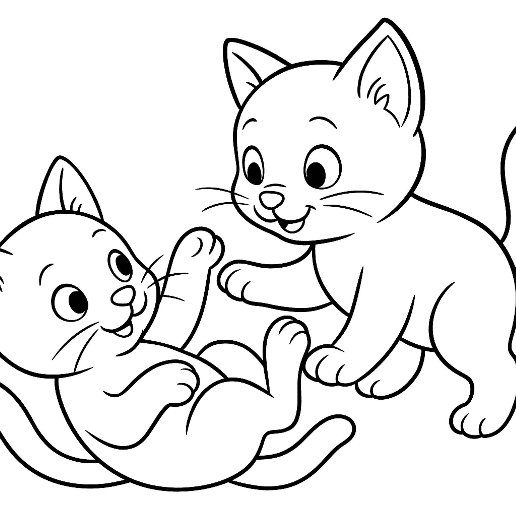 Spelende Kittens Kleurplaat