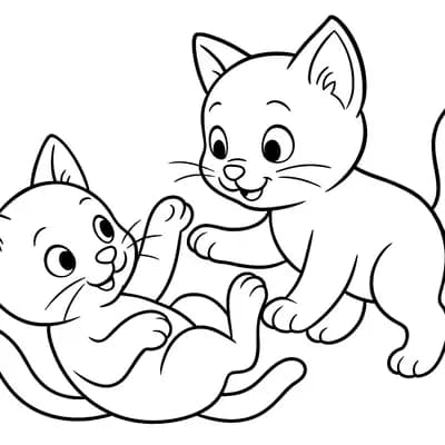 Spelende Kittens Kleurplaat