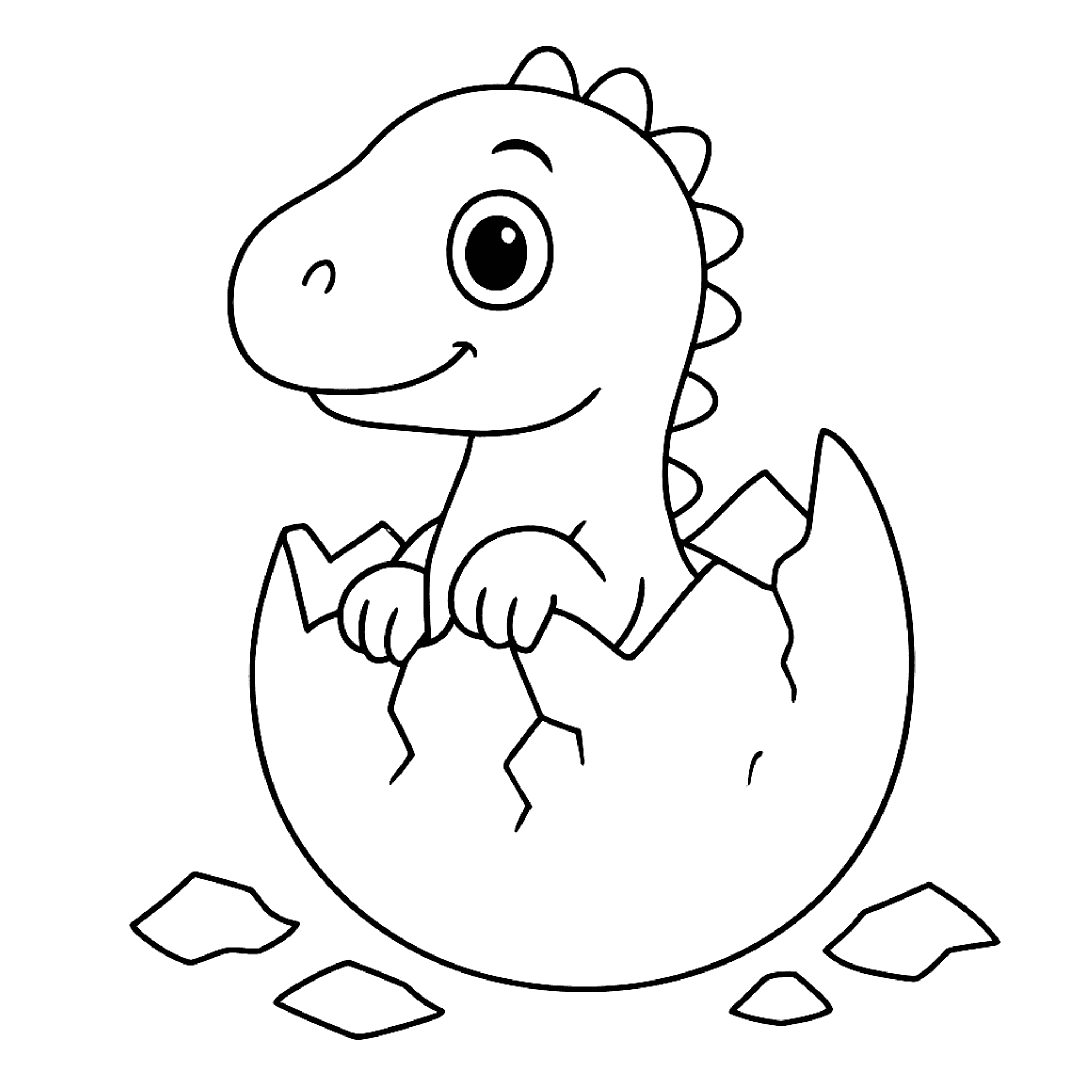 Baby Dino uit Ei Kleurplaat