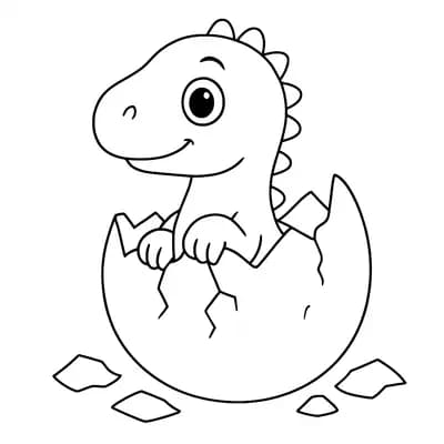 Baby Dino uit Ei Kleurplaat