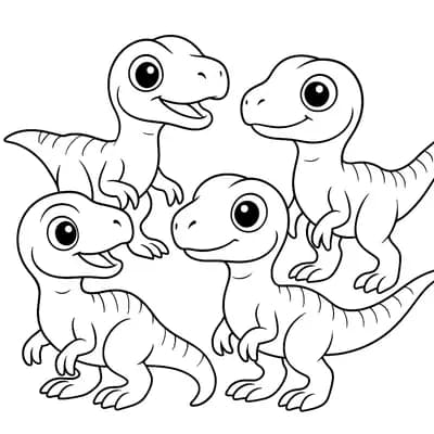 Baby Raptors Kleurplaat