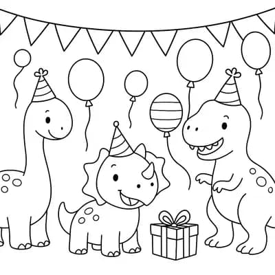Dino Feestje Kleurplaat