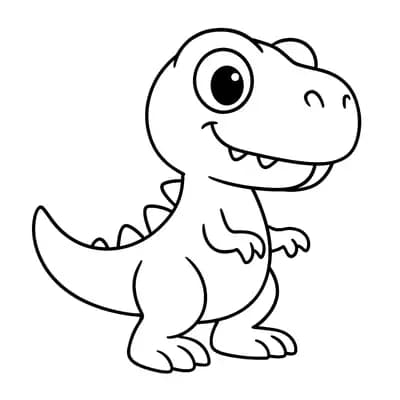 Schattige T-Rex Kleurplaat
