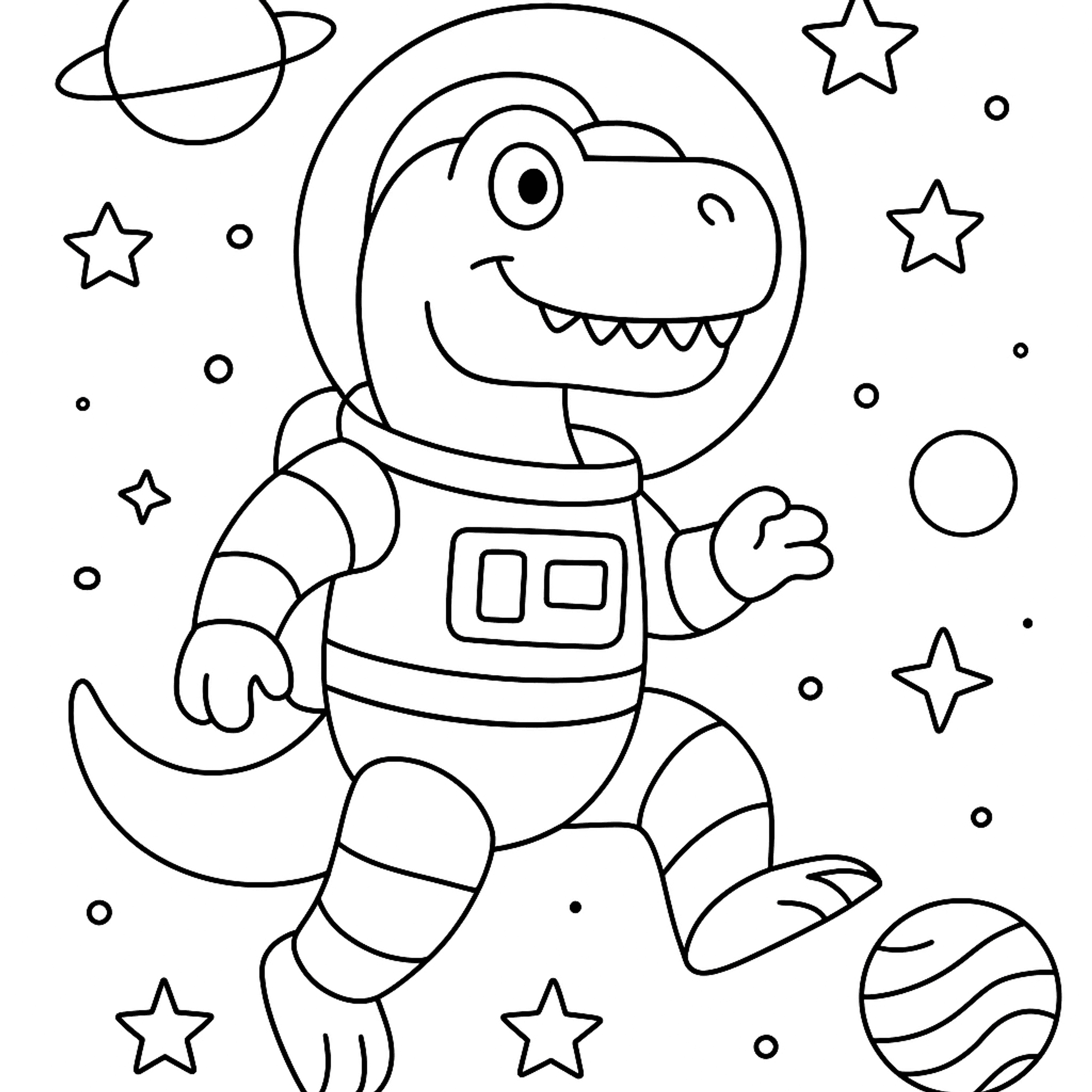 Dino Astronaut Kleurplaat