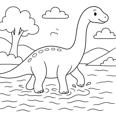 Dinosaur Crossing River Kleurplaat