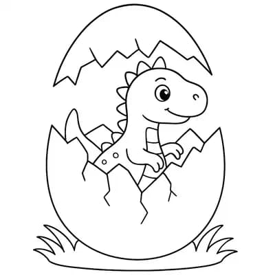 Dino Ei Breekt Open Kleurplaat