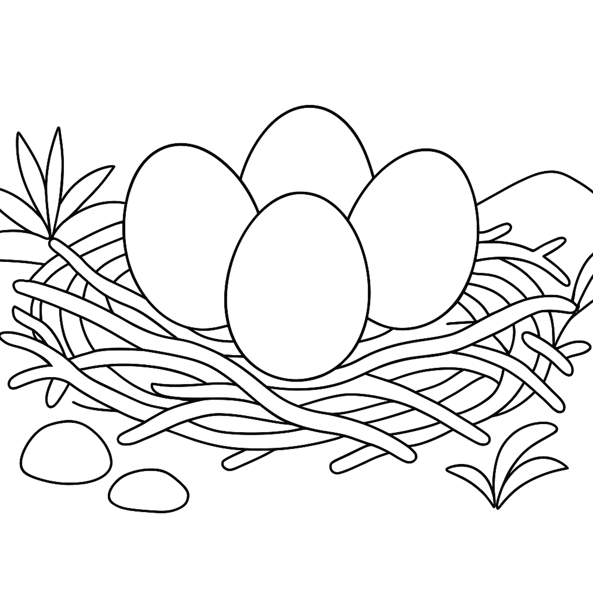 Dino Nest met Eieren Kleurplaat