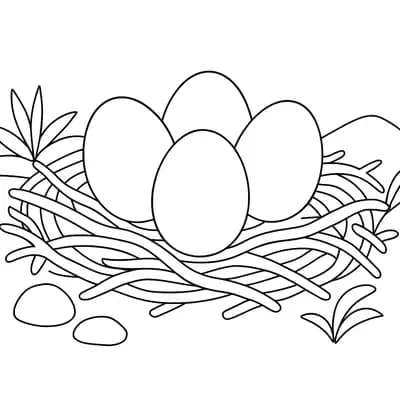 Dino Nest met Eieren Kleurplaat