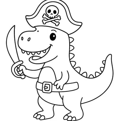Dino Piraat Kleurplaat