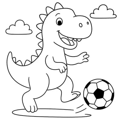 Dino Voetbalt Kleurplaat