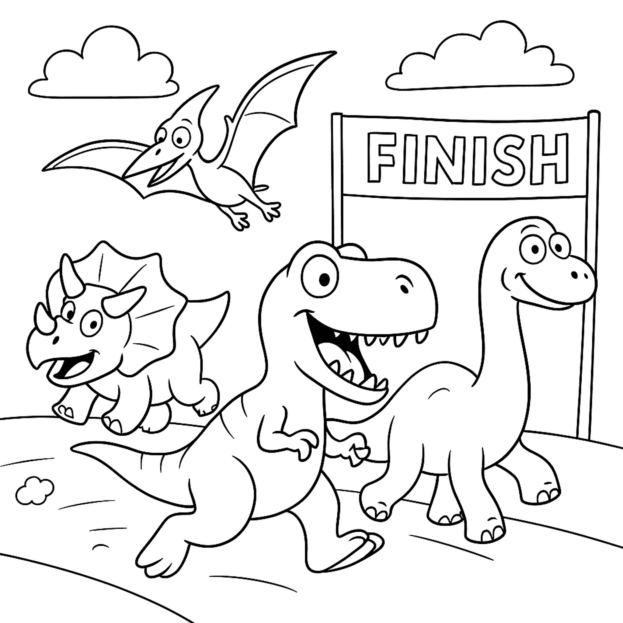 Dino Race Kleurplaat