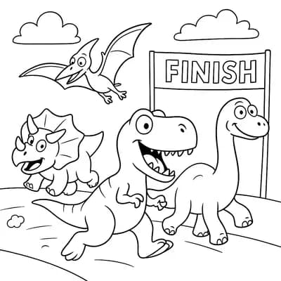 Dino Race Kleurplaat