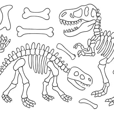 Dino Skelet Kleurplaat