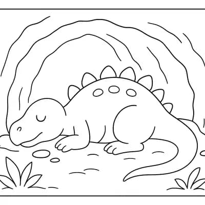 Slapende Dino Kleurplaat