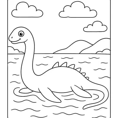 Zwemmende Dino Kleurplaat