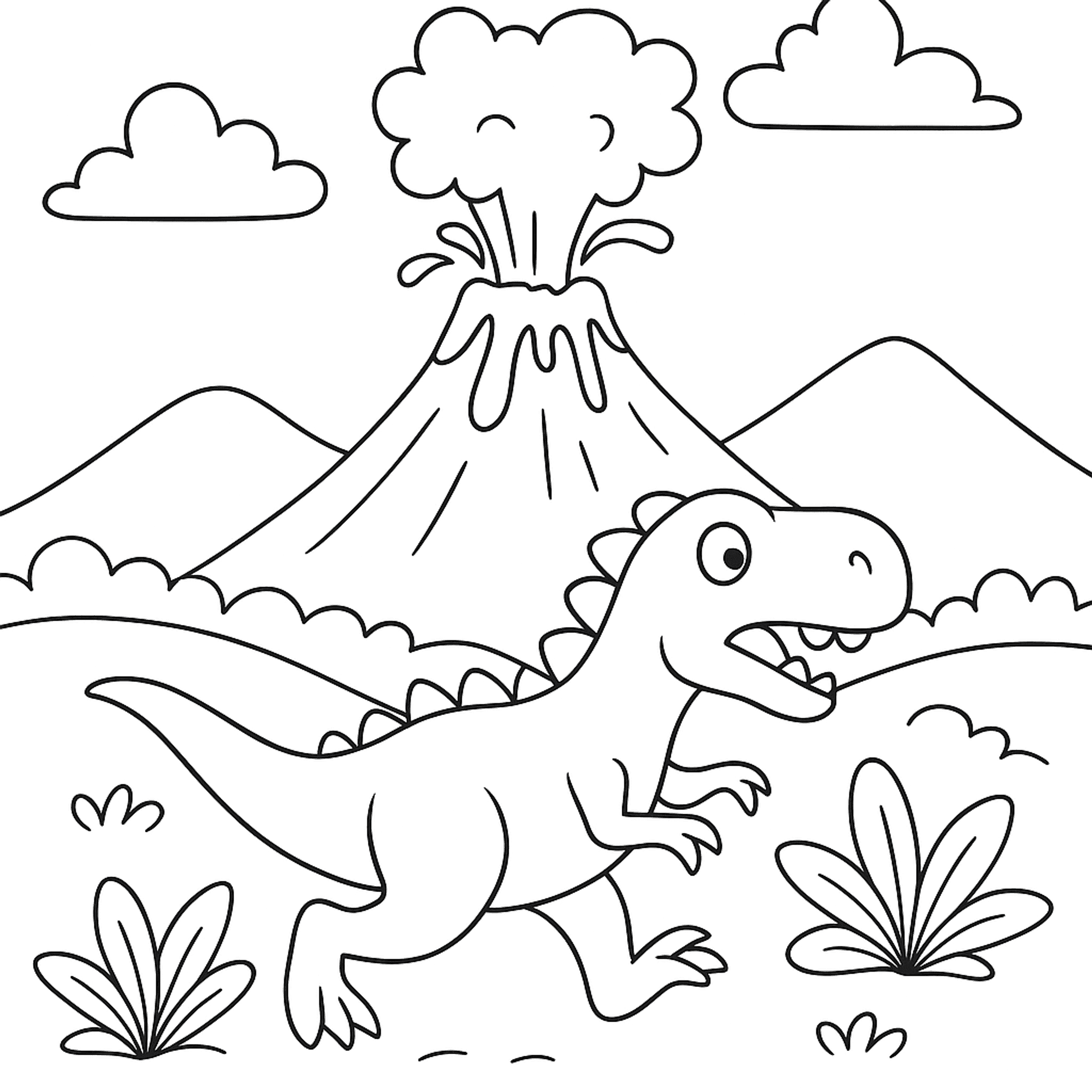 Dinosaur Volcano Eruption Kleurplaat