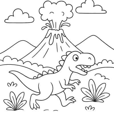 Dinosaur Volcano Eruption Kleurplaat