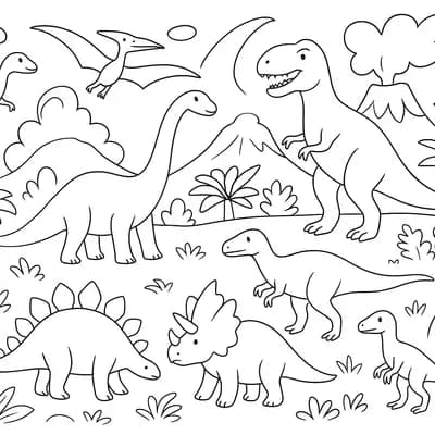 Dinowereld Kleurplaat
