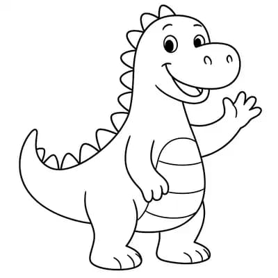 Zwaaiende Dino Kleurplaat